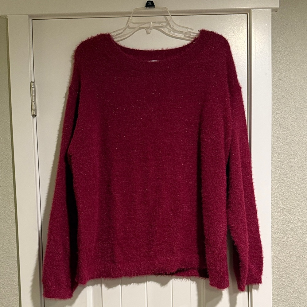dip Plush Crewneck Sweater in Rich Berry